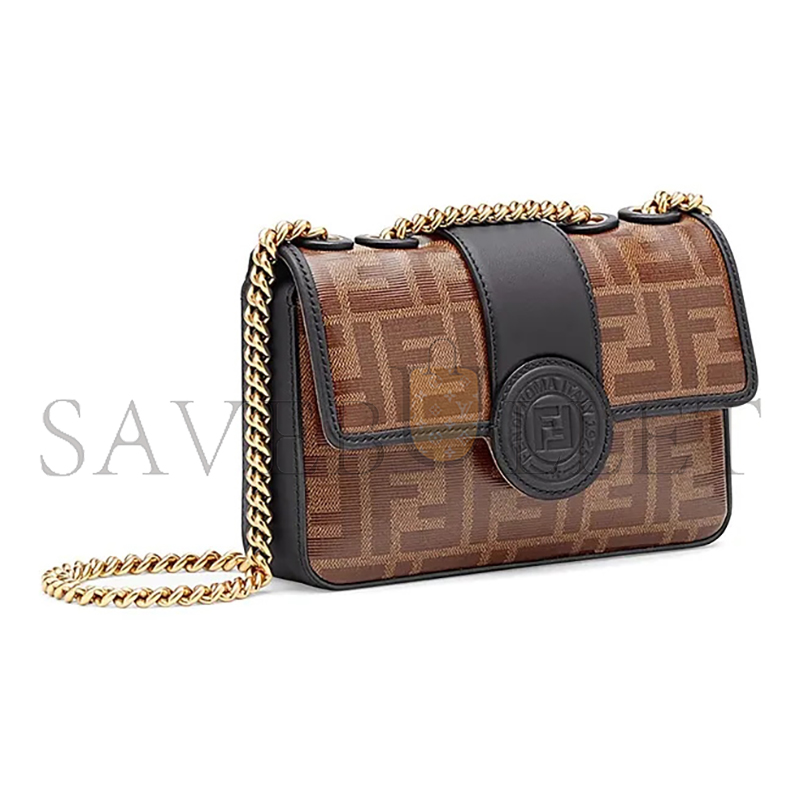 FENDI 1974 DOUBLE F MINI GLAZED BAG 8BS016A5K4F14RT (19*13*4cm)